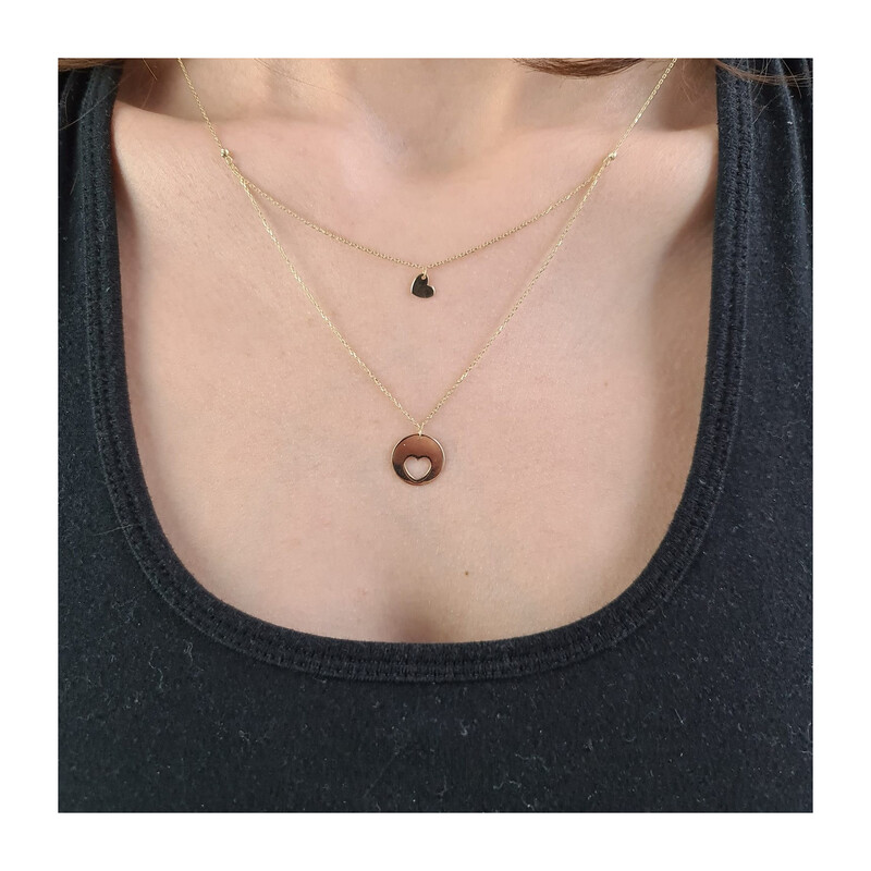 Naszyjnik złoty wycięte i gładkie serce/rolo AR X5FOR12N0284-V próba 375