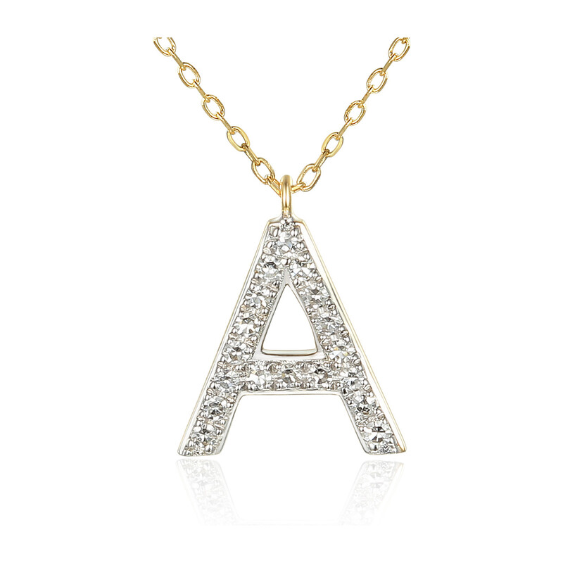 Naszyjnik złoty literka A z diamentami/anker AW 09108 Y-A próba 585