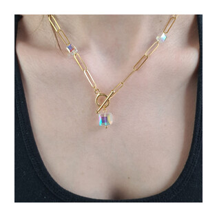 Naszyjnik pozłacany SPARK z kryształami Swarovski CQ NDG5601AB próba 925