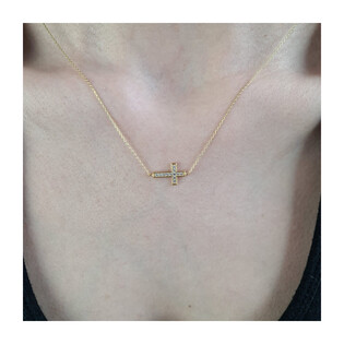 Naszyjnik złoty krzyżyk z cyrkoniami/rolo DJ 0006 próba 375