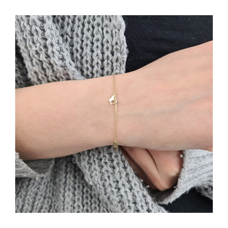 Bransoleta złota wisząca gwiazdka,koniczynka,kółko i motyl MZ T23-B-PAN-23 próba 585