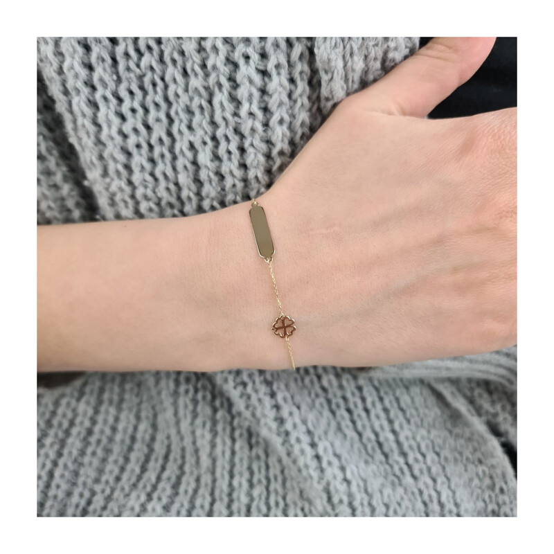 Bransoleta złota gładka blaszka i koniczyna/rolo MZ T23-B-PAN-40 próba 585