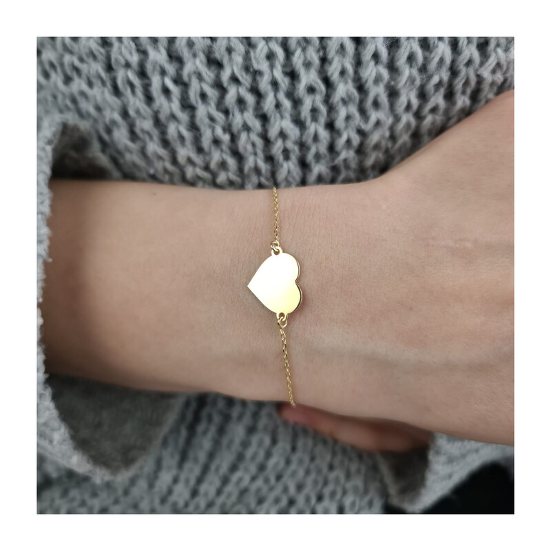 Bransoleta pozłacana serce gładkie/anker PW407 GOLD próba 925