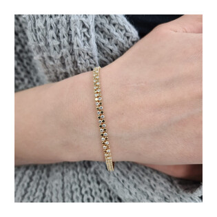 Bransoleta złota szachownica z białymi cyrkoniami S3 SYN-05 próba 585