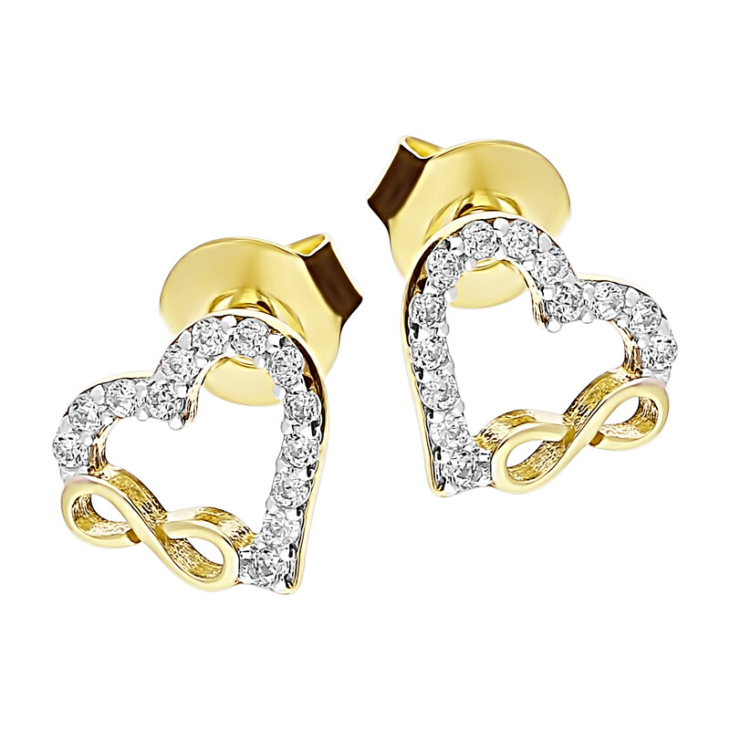 Kolczyki złote serce z cyrkoniami+infinity MZ T5-ES-36-CZ próba 375