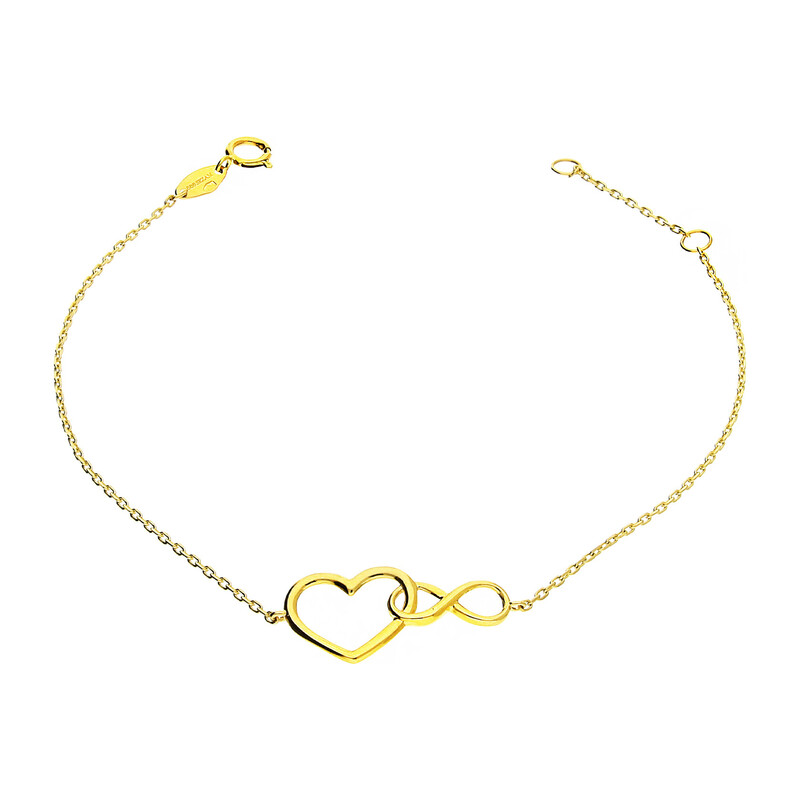 Bransoleta złota klanówka serce i infinity/rolo AR X4FOR6B1259 próba 585