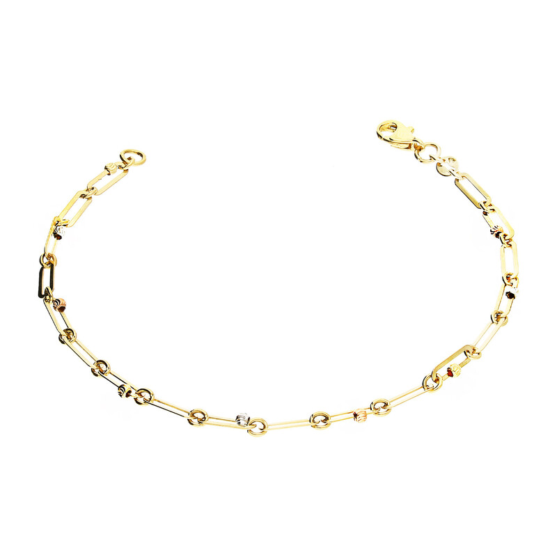 Bransoleta złota rolo long i kulki w trzech kolorach  AR X3JB201339-TC-DC próba 585