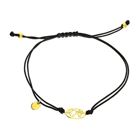 Bransoleta pozłacana kula ziemna na czarnym sznurku PW NEW 161 GOLD czarny próba 925