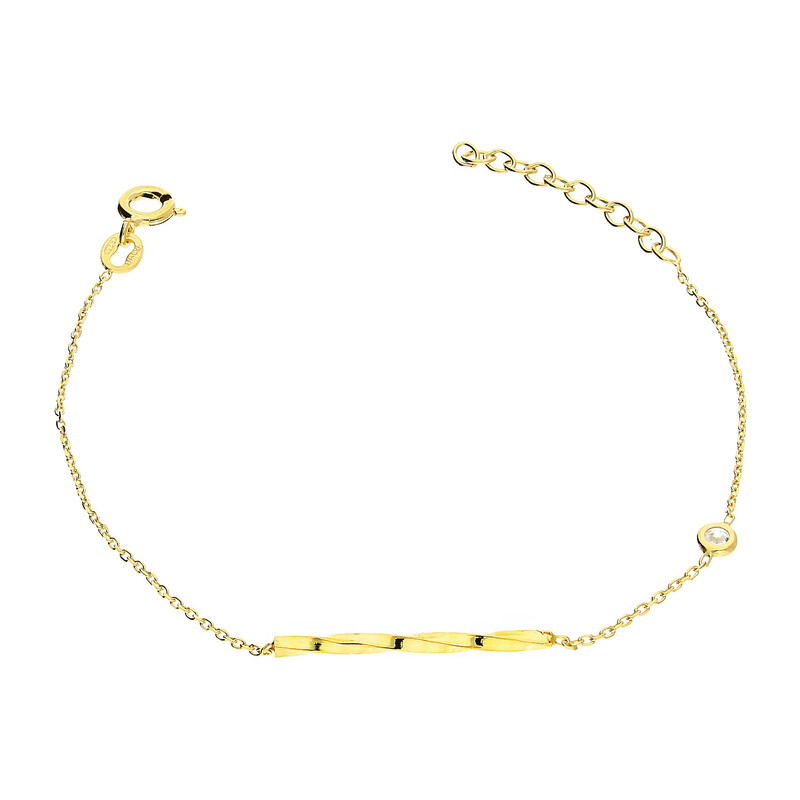 Bransoleta pozłacana skręcana pałka i cyrkonia/anker PW NEW 239 GOLD próba 925