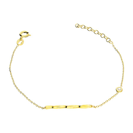 Bransoleta pozłacana skręcana pałka i cyrkonia/anker PW NEW 239 GOLD próba 925