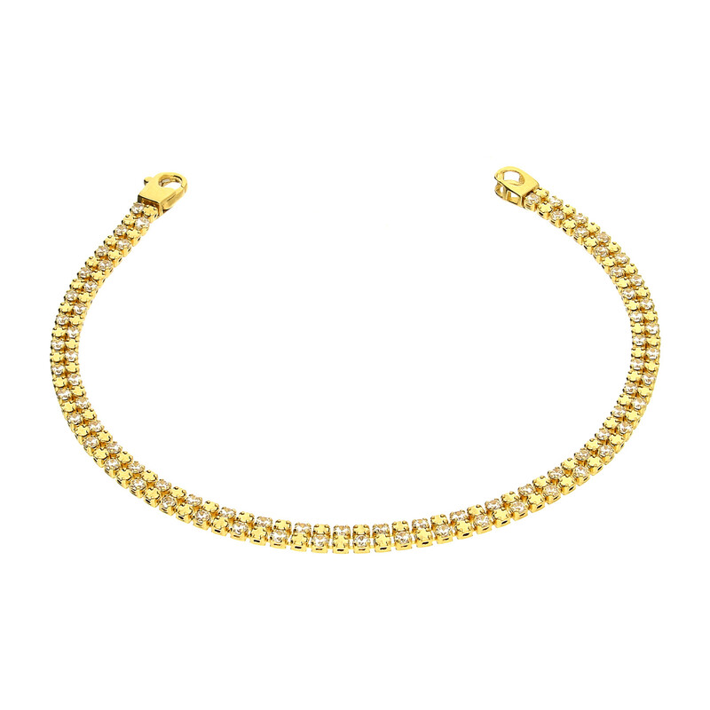 Bransoleta złota szachownica z białymi cyrkoniami S3 SYN-05 próba 585