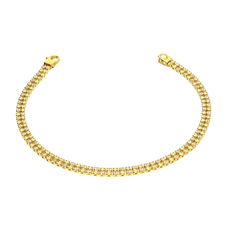 Bransoleta złota szachownica z białymi cyrkoniami S3 SYN-05 próba 585