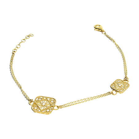 Bransoleta złota ażurowe kwadraty z cyrkoniami/anker  PY P03R-2439 próba 375