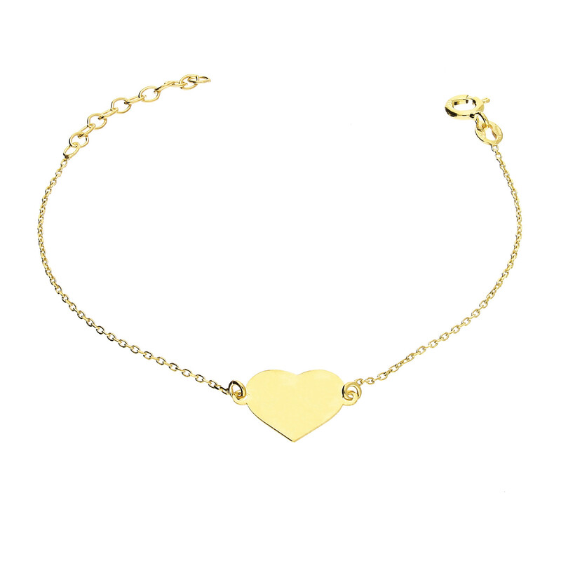 Bransoleta pozłacana serce gładkie/anker PW407 GOLD próba 925