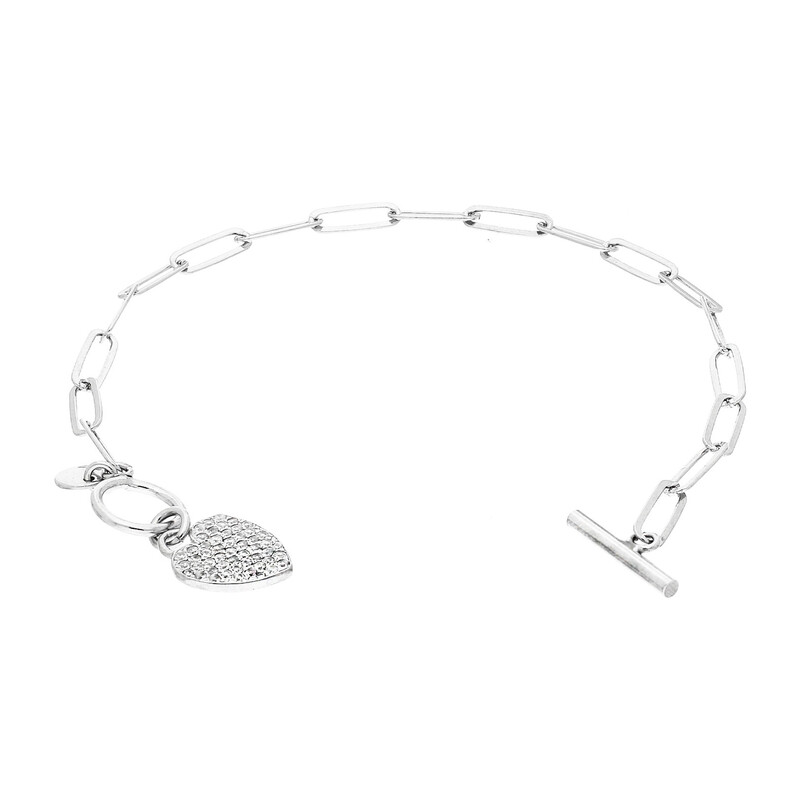 Bransoleta srebrna CHARMING serce z cyrkoniami/anker long PW348 ROD próba 925