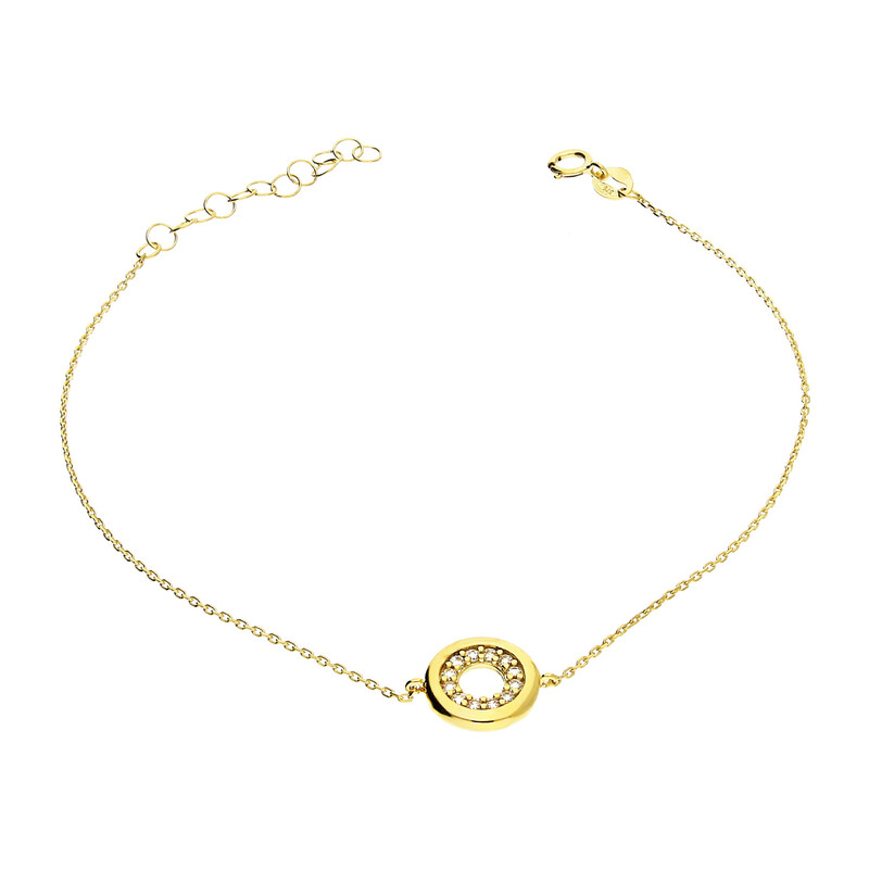Bransoleta złota kółko ramka z cyrkoniami w środku/anker DJ 0090 próba 375
