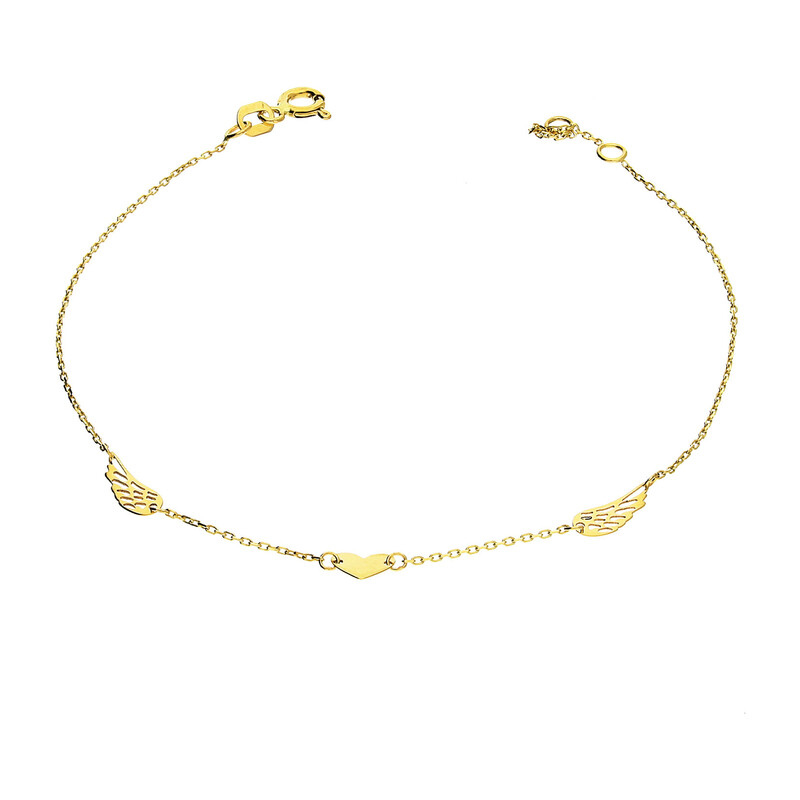 Bransoleta złota ażurowe skrzydła i serce/rolo MZ T23-B-21-LZ-(10mm*6mm) próba 585