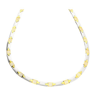 Naszyjnik srebrny matowe prostokąty i pozłacane kwadraty z cyrkoniami  OL RTN114 GOLD próba 925