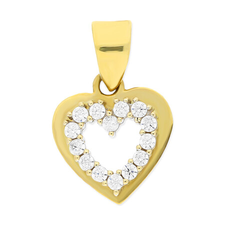 Wisior serduszko złote z cyrkoniami, złoto 585