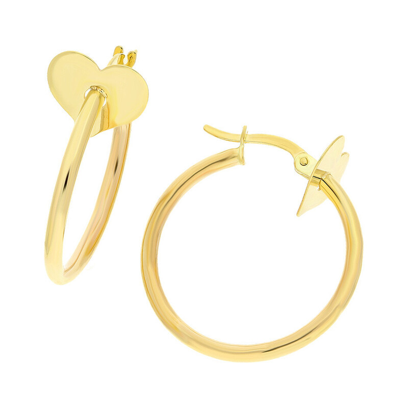 Kolczyki złote kółka rurka i serce/ang.zap. AR VXTE13833 próba 375