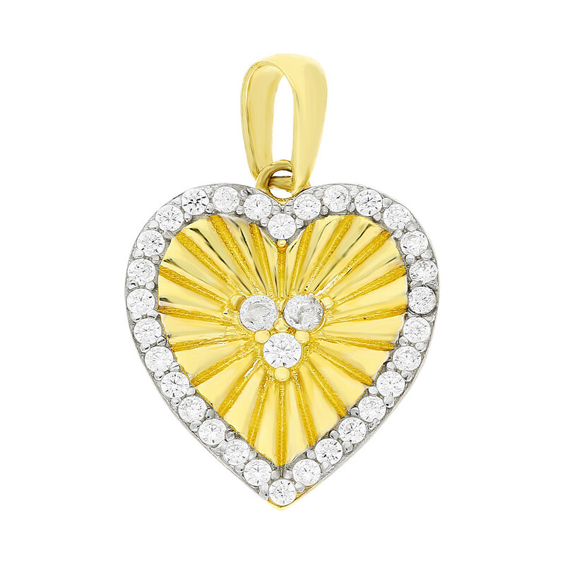 Serduszko złote z cyrkoniami i promieniami MZ T23-P-1411-YW-CZ próba 585