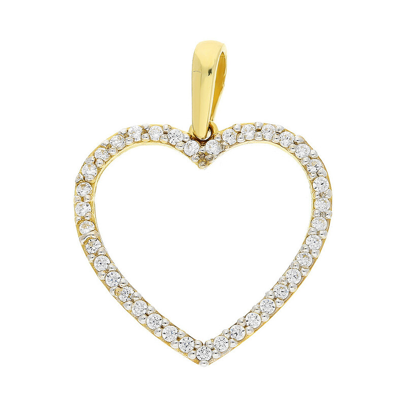 Serduszko złote ramka z cyrkoniami NB W183 próba 585