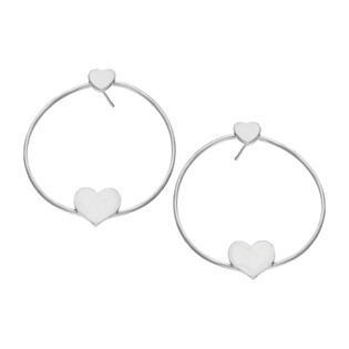 Kolczyki srebrne serca na kole 40 mm/sztyft  PW 179 próba 925