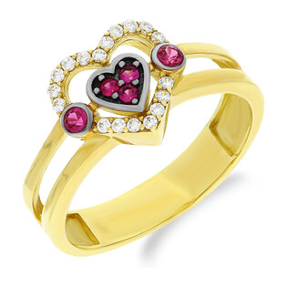 Pierścionek złoty z białymi i czerwonymi cyrkoniami S3 AK-YZ-19 cr próba 333