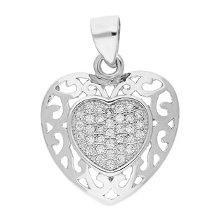 Serduszko srebrne ornament z sercem z cyrkoniami TB 01425 próba 925