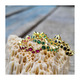 Pierścionek srebrny pozłacany z różowymi cyrkoniami JA705 GOLD c.różowy