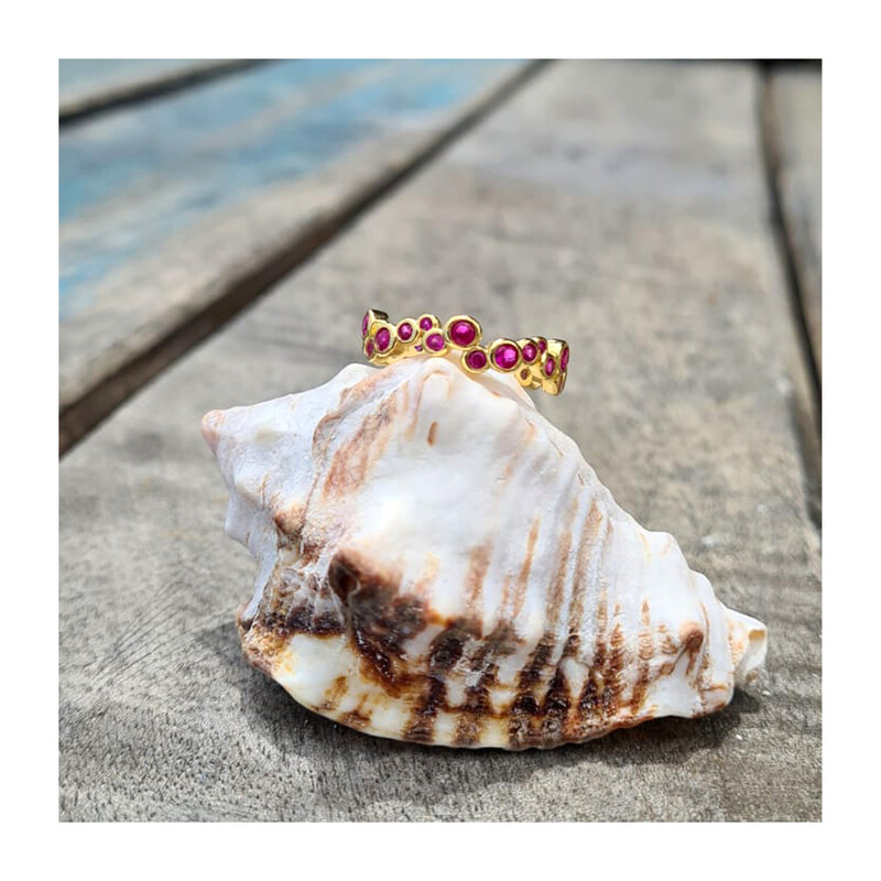 Pierścionek srebrny pozłacany z różowymi cyrkoniami nr JA JA705G-cr Sezam - 1