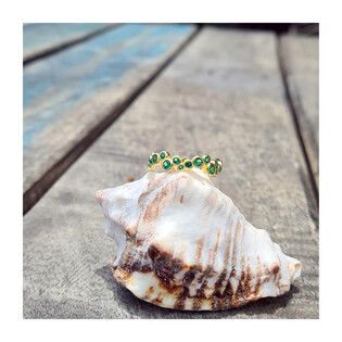 Pierścionek srebrny pozłacany z zielonymi cyrkoniami JA705 GOLD zielony