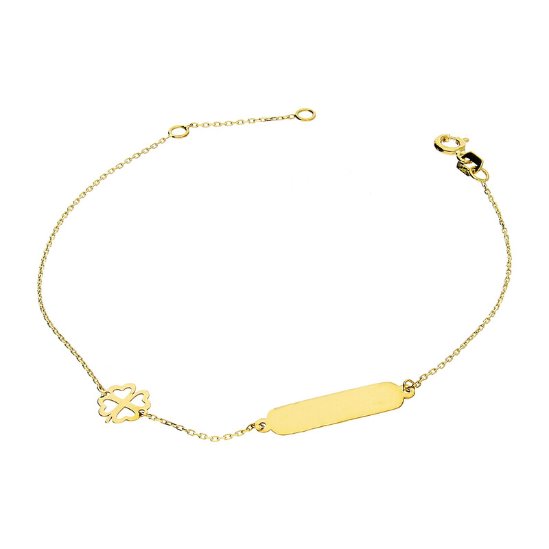 Bransoleta złota gładka blaszka i koniczyna/rolo MZ T23-B-PAN-40 próba 585