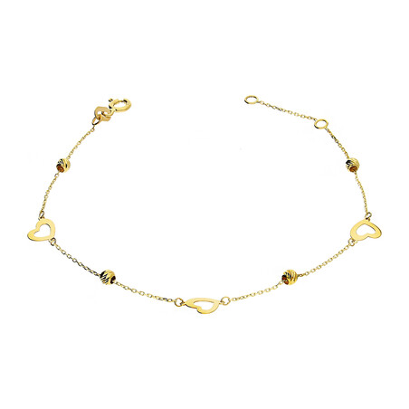 Bransoleta złota serca i kulki grawerowane