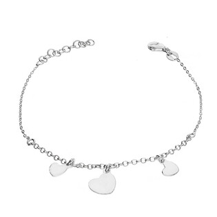 Bransoleta srebrna wiszące serca/rolo+anker NI BRN29249 ROD próba 925