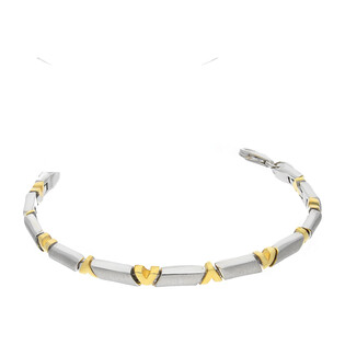 Bransoleta srebrna satynowe prostokąty i kształt V  OL RB10900 GOLD próba 925