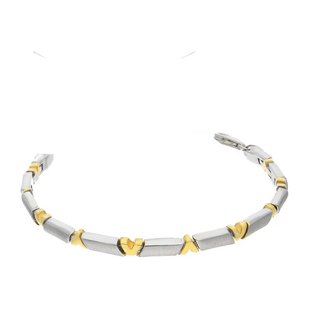 Bransoleta srebrna satynowe prostokąty i kształt V  OL RB10900 GOLD próba 925