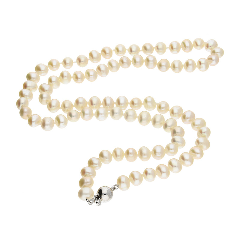 Naszyjnik srebrny hodowane białe perły  AG AX P-BZII 5-6B-SVK11 próba 925