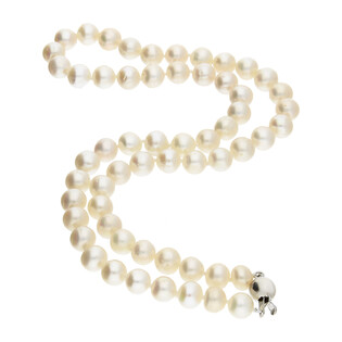 Naszyjnik srebrny z białymi hodowanymi perłami  AG AX C-BZII 7-8B-SVK12 próba 925