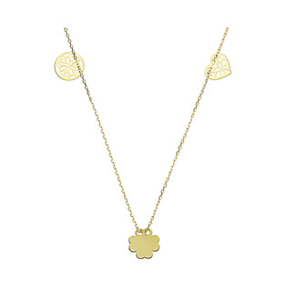 Naszyjnik złoty koniczyna, ażurowe kółko i serce MZ T23-N-162-0718-LZ próba 585