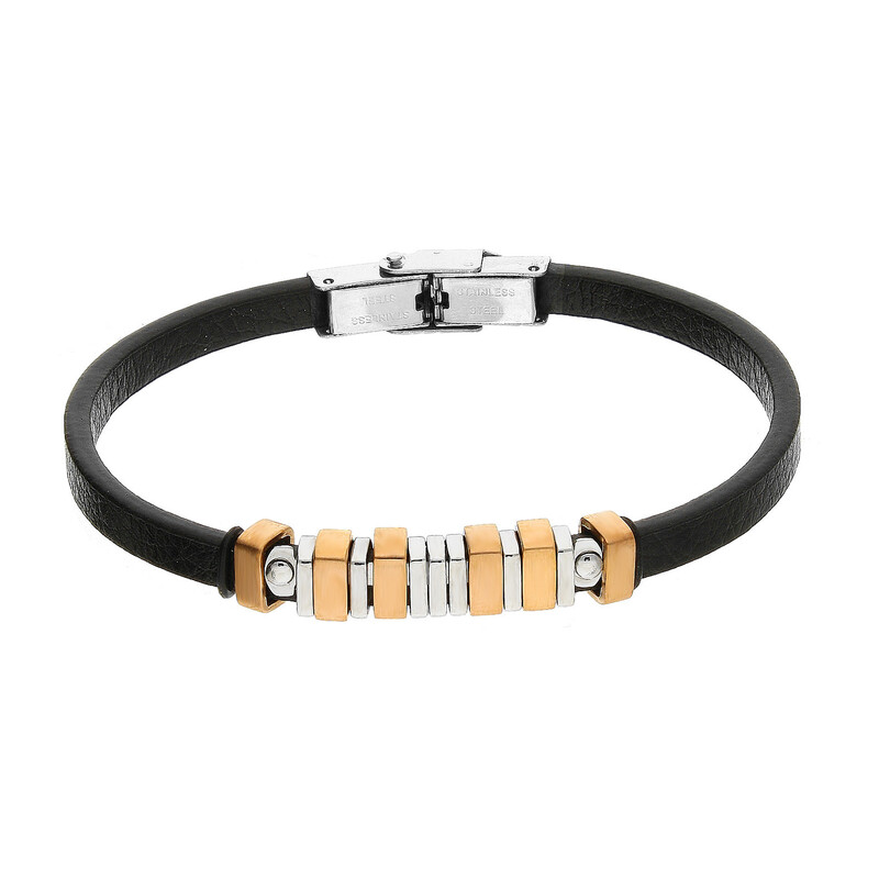 Bransoleta męska paski rose i srebrne  TB2729 ROSE