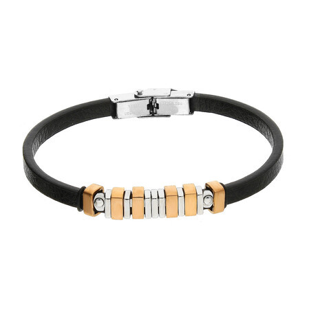 Bransoleta męska paski rose i srebrne  TB2729 ROSE