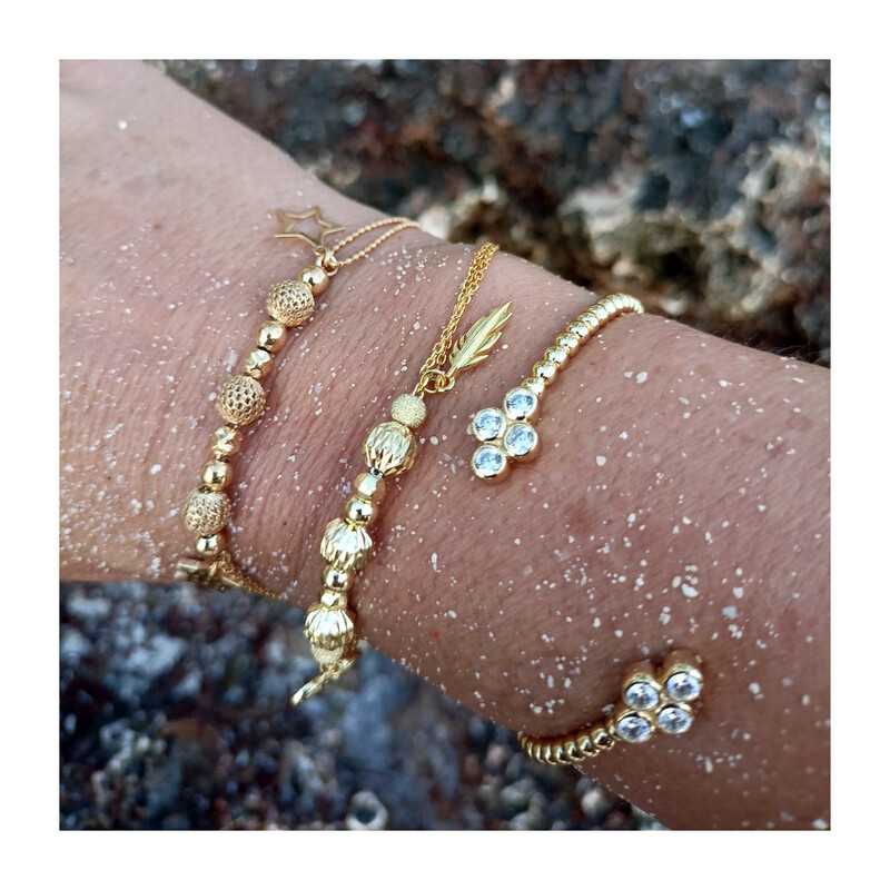 Bransoleta bangle bead romb z cyr gł.opr JA805 GOLD próba 925