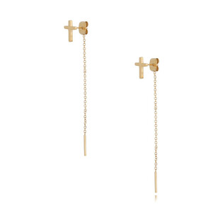 Kolczyki złote krzyżyki z łańcuszkiem Steel And Shinning A1 KSA0189