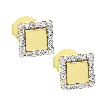 Kolczyki złote kwadrat blask z białymi cyrkoniami/sztyft MZ T5-ES-935-CZ próba 375