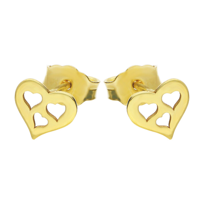 Kolczyki złote serce z wyciętymi sercami/sztyft  MZ T23-E-0218-3-LZ próba 375