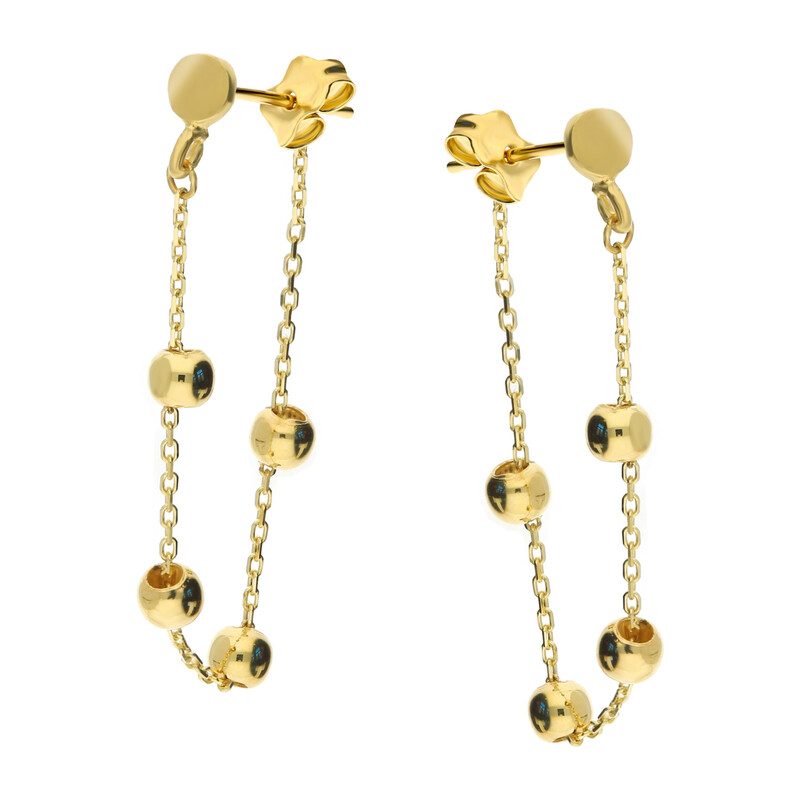 Kolczyki złote gładkie kulki na rolo/sztyft MZ T23-E-BC-7-2,00mm próba 375