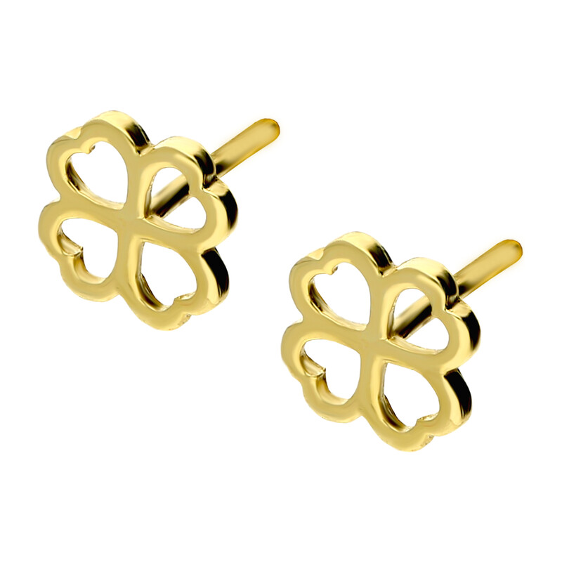 Kolczyki złote koniczyna z serc/sztyft  MZ T45-E-FK-0932 próba 375