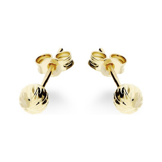 Kolczyki złote grawerowana kulka 4 mm/sztyft AR BSC4-DCBE0004MM-V-76 próba 375