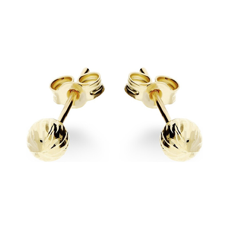 Kolczyki złote grawerowana kulka 4 mm/sztyft AR BSC4-DCBE0004MM-V-76 próba 375